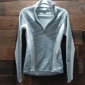 Athleta Gray and White Half Zip Pullover Tip Size XXS
